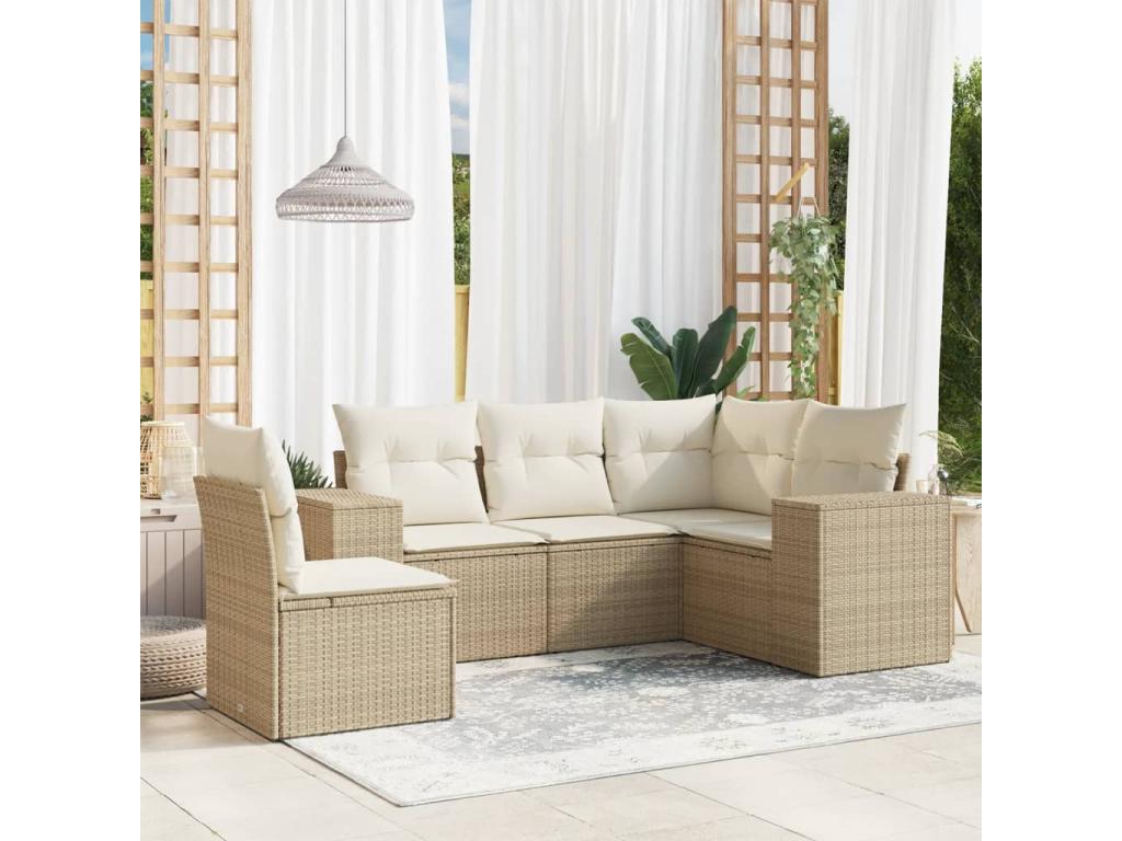 Beige Woven Resin Wicker Outdoor Furniture Set - dlz1766570938628