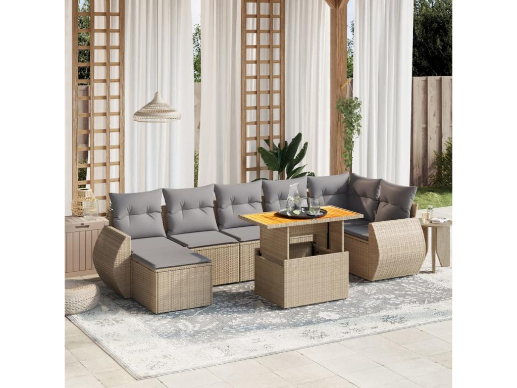 Beige Woven Resin Wicker Outdoor Furniture Set - dlz1766572097400