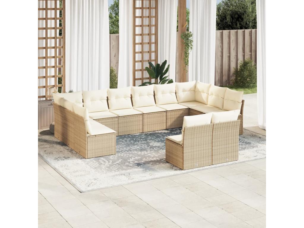 Beige Woven Resin Wicker Outdoor Furniture Set - dlz1766570362935