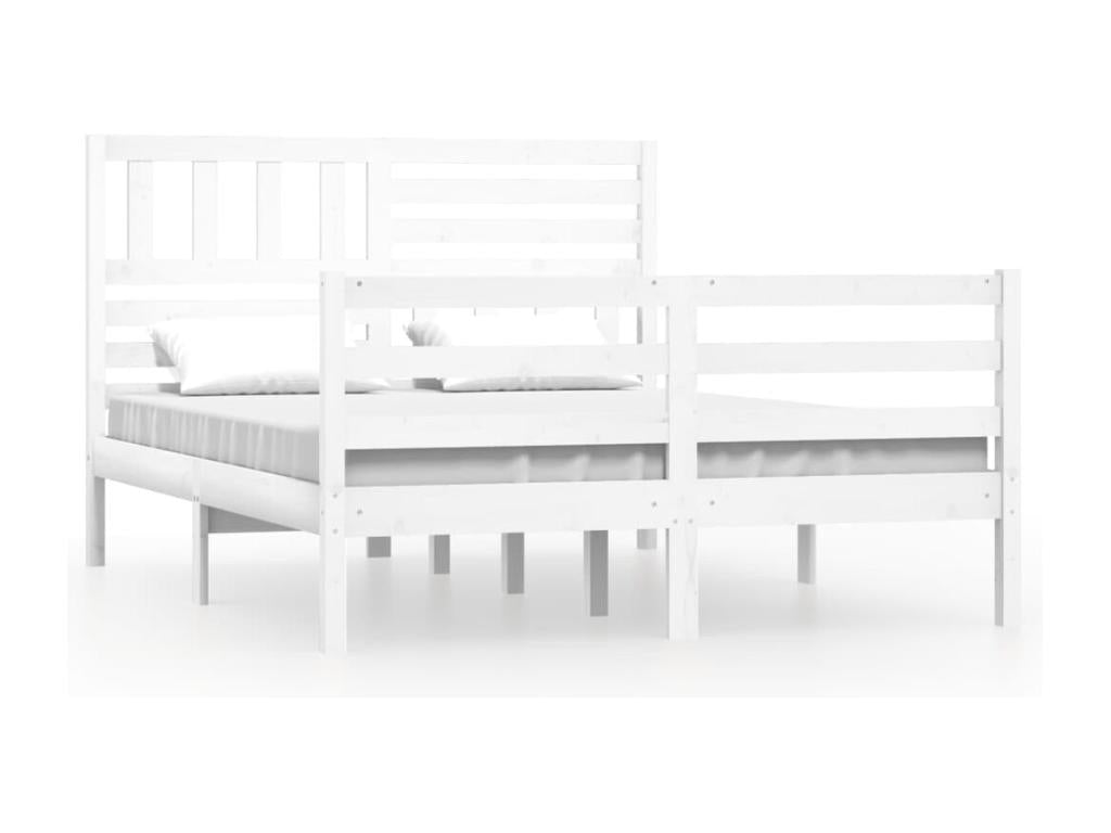White Solid Wood Bed Frame, 120 x 200 cm