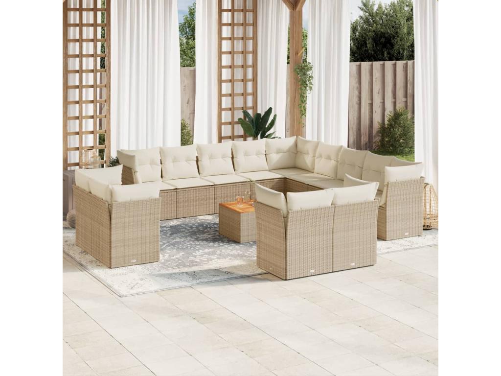 Beige Woven Resin Wicker Outdoor Furniture Set - dlz1766570546753