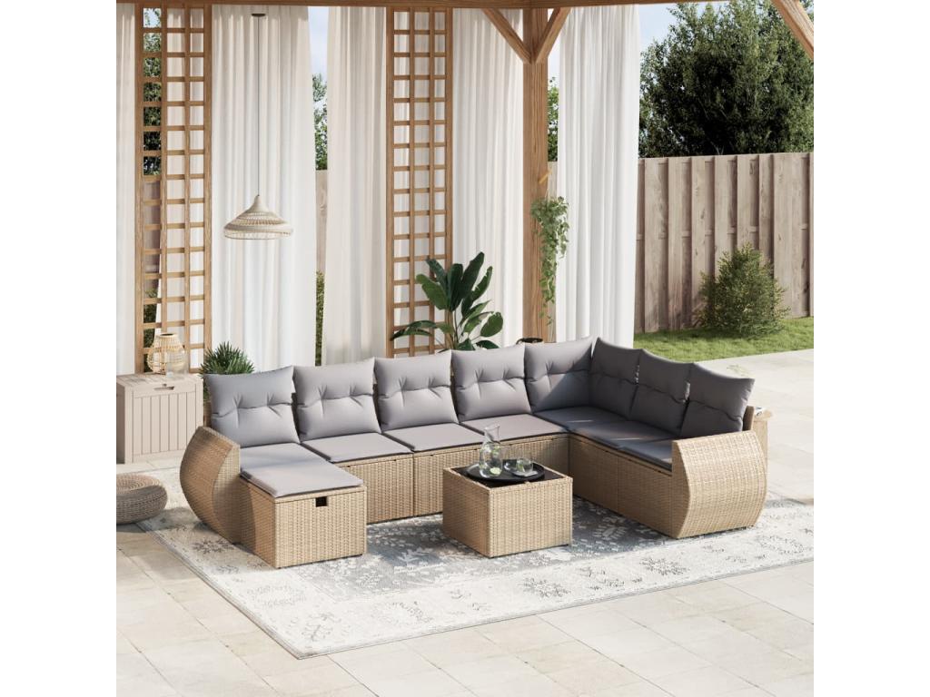 Beige Woven Resin Wicker Outdoor Furniture Set - dlz1766570915195