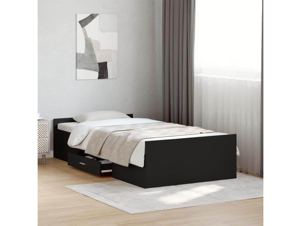 Black Engineered Wood Bed Frame, 75 x 190 cm
