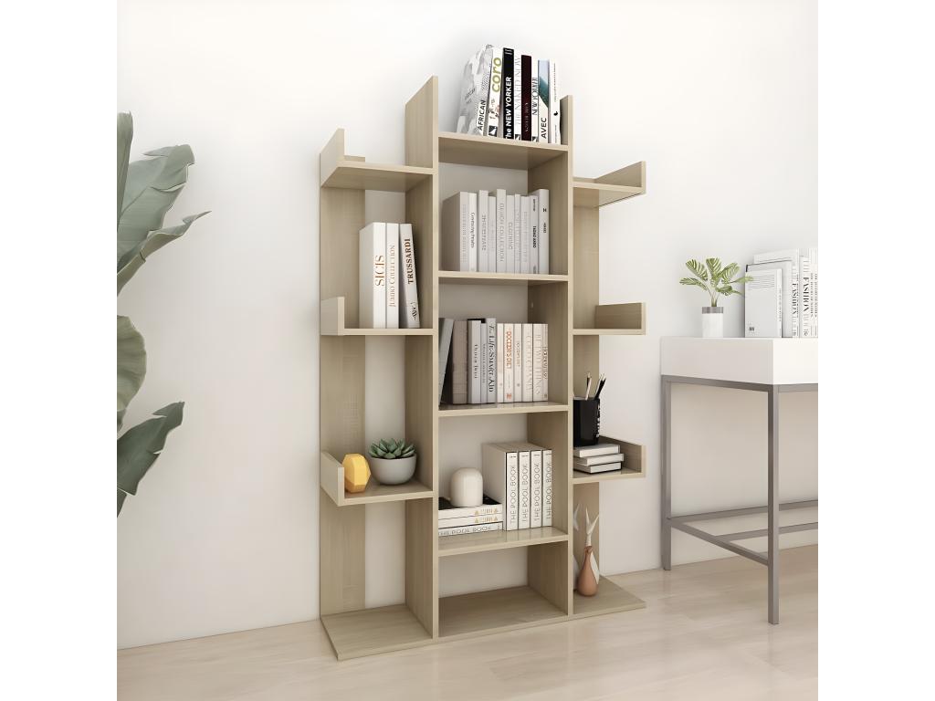 Brown Oak Wood Bookcase, 86 x 25.5 x 140 cm