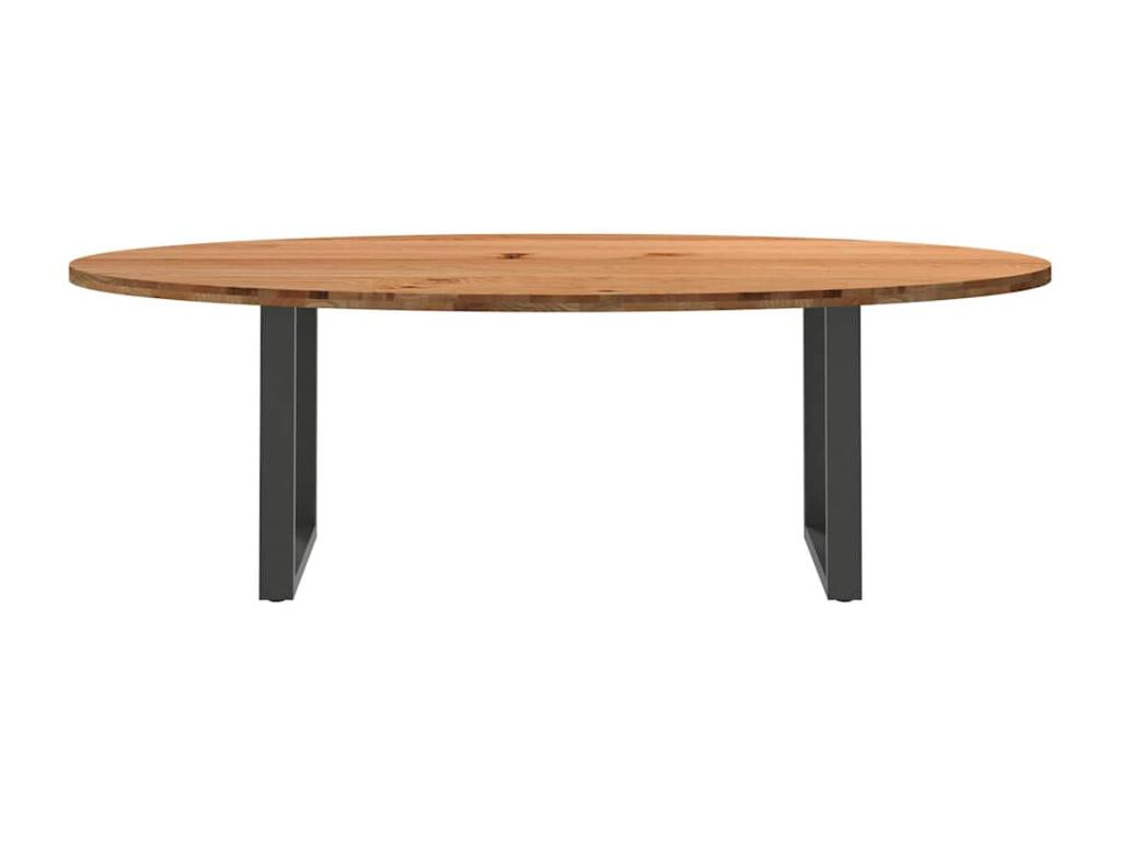 Brown Oak Wood Dining Table - dlz1766570302153