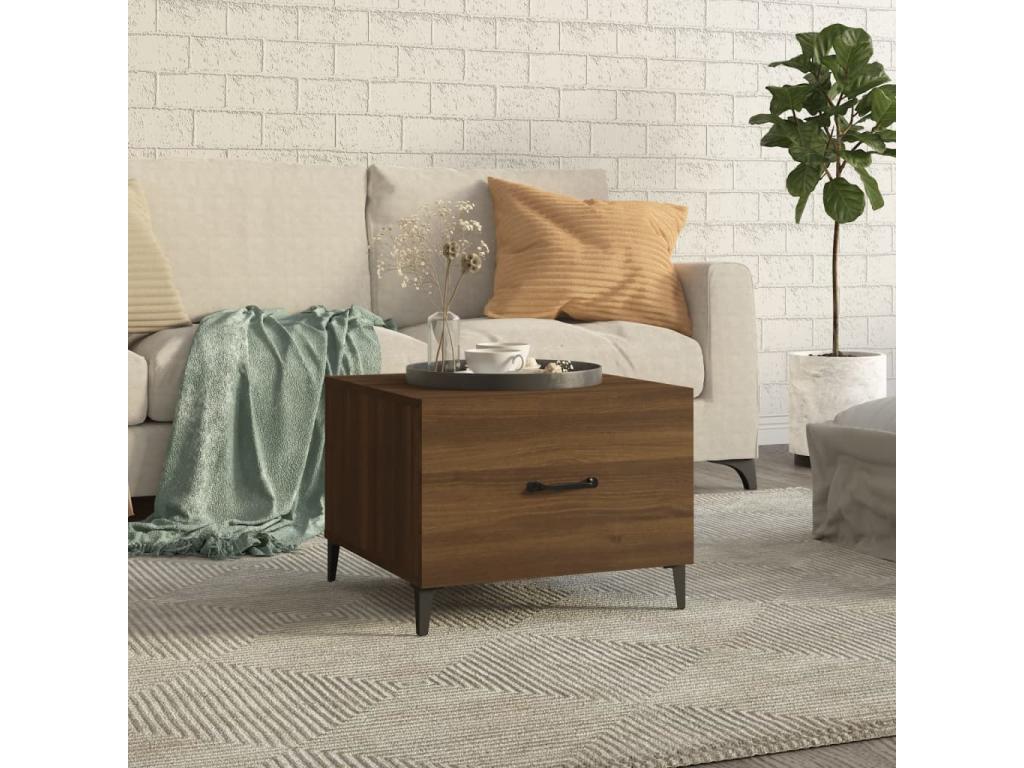 Brown Oak Wood Coffee Table, 50 x 50 x 40 cm