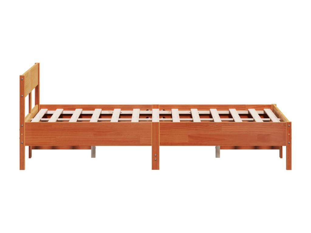 Brown Pine Wood Bed Frame, 120 x 200 cm