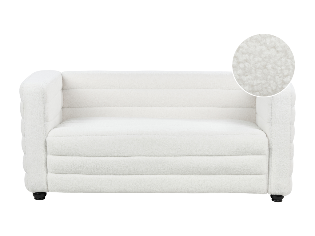 White Boucle Fabric Sofa