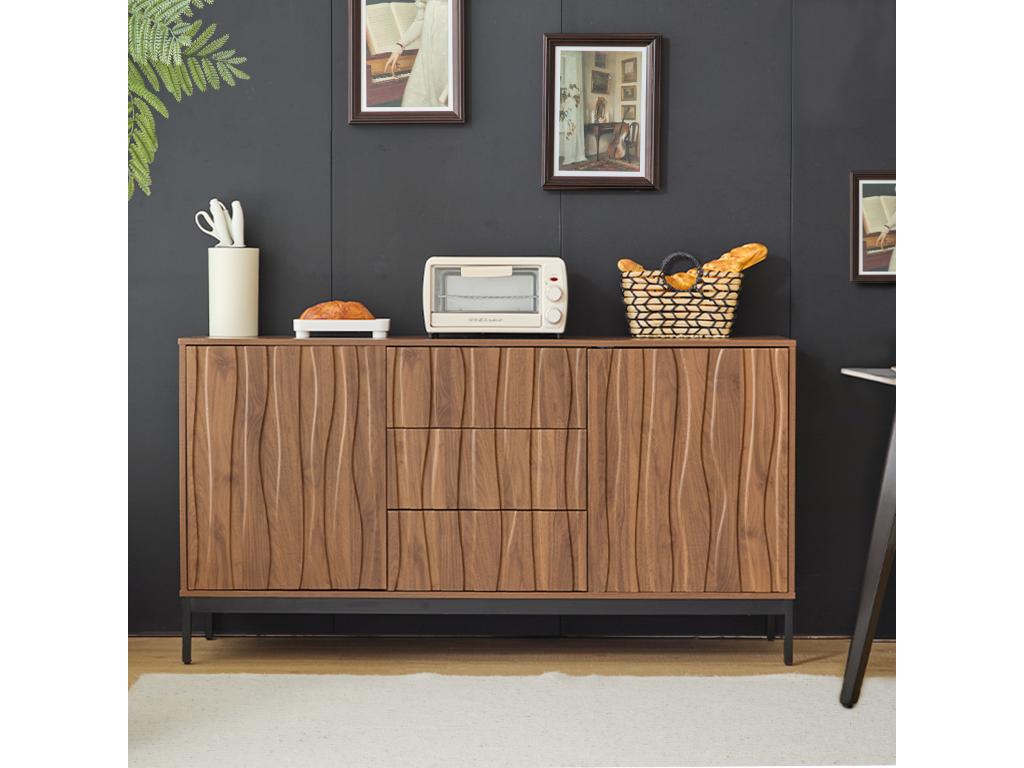 Brown Oak Wood Sideboard, 150 x 40 x 80 cm