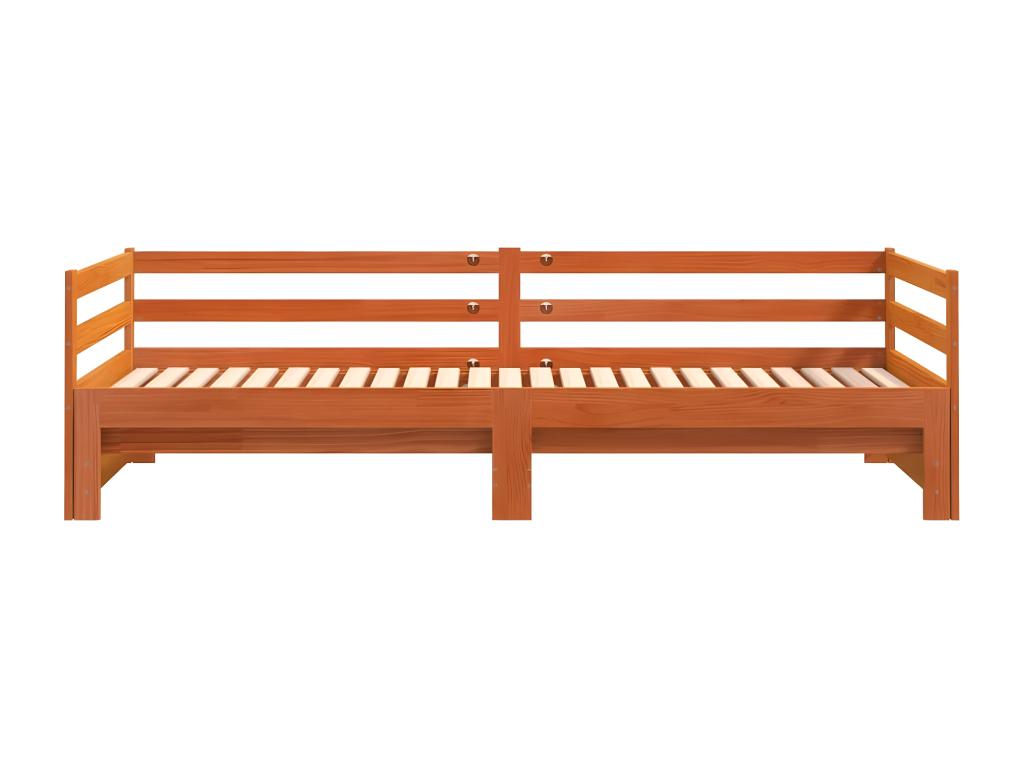 Brown Pine Wood Bed, 90 x 190 cm