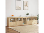 Brown Oak Wood Sideboard, 283 x 37 x 67 cm