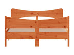 Brown Pine Wood Bed Frame, 135 x 190 cm