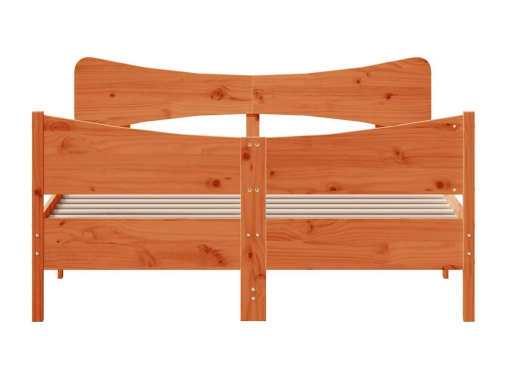 Brown Pine Wood Bed Frame, 135 x 190 cm