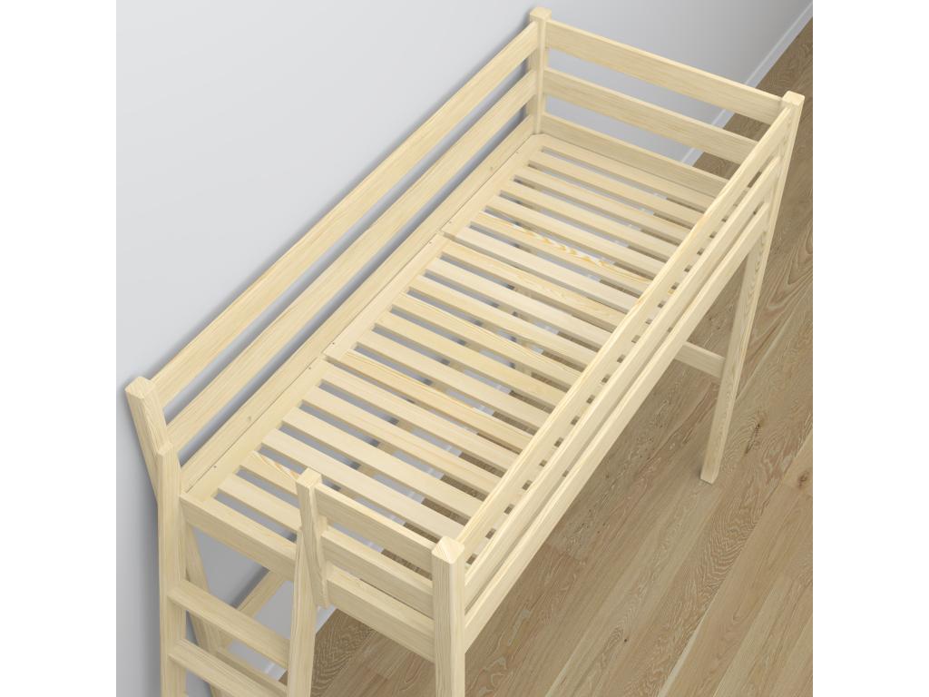 Yellow Pine Wood Bed, 80 x 190 cm