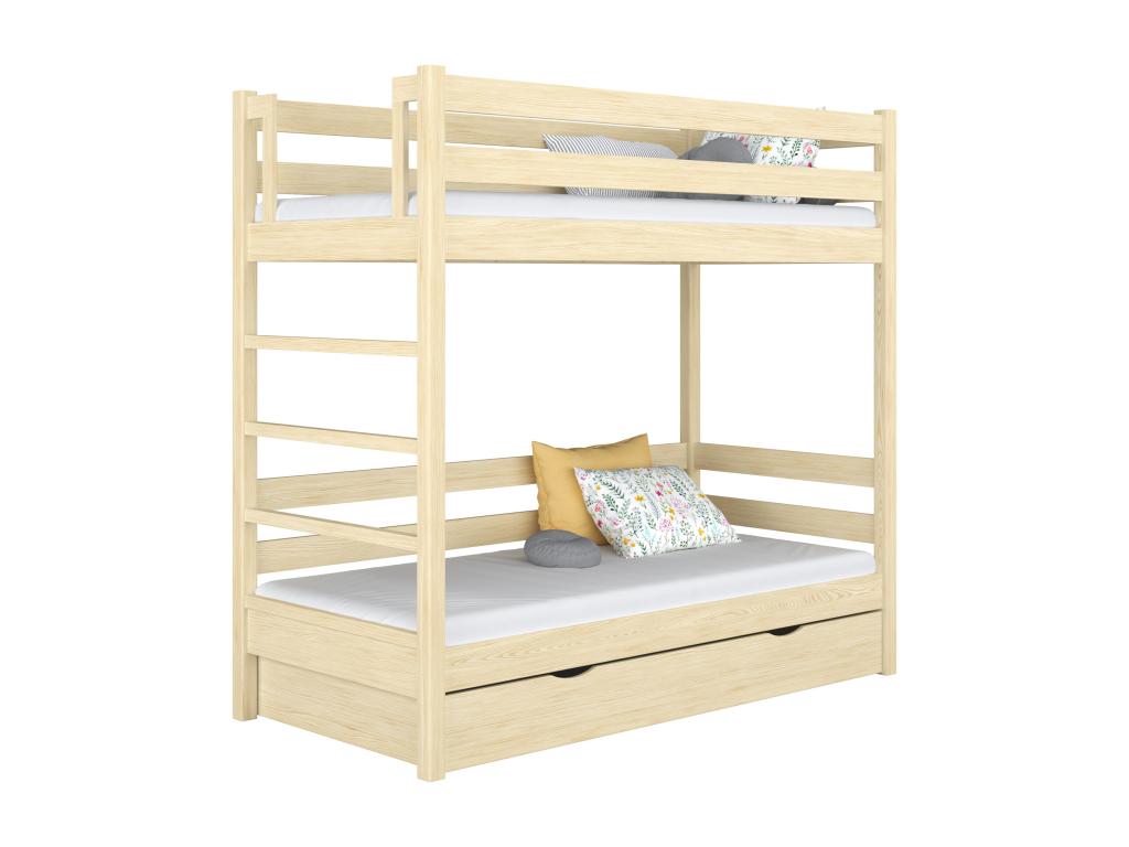 Natural Pine Wood Bed, 100 x 180 cm