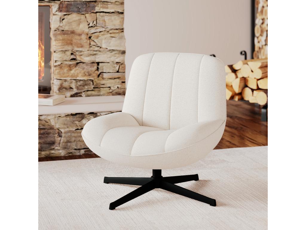 White Boucle Fabric Accent Chair