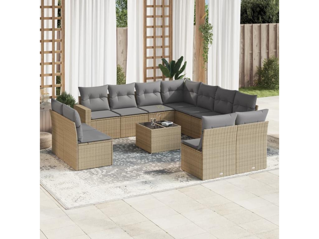 Beige Woven Resin Wicker Outdoor Furniture Set - dlz1766572103242