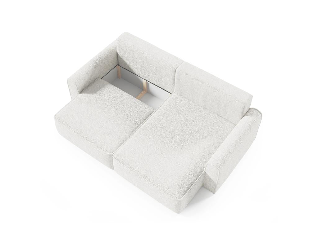 White Boucle Fabric Sofa Bed