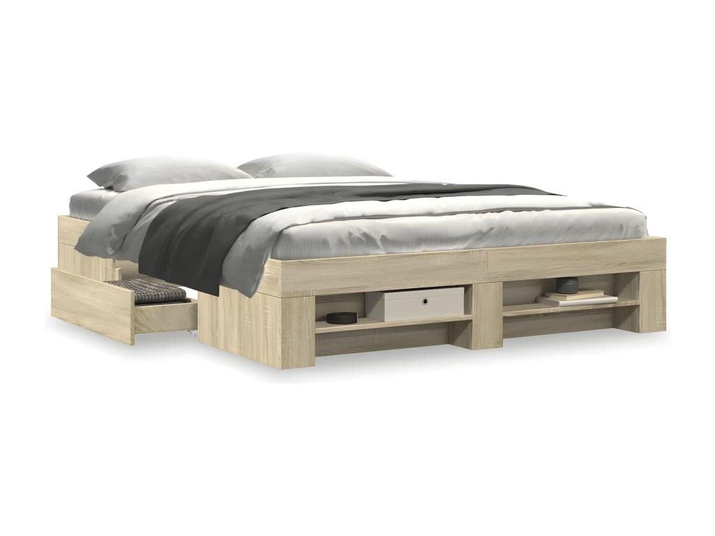 Brown Engineered Wood Bed Frame, 150 x 200 cm