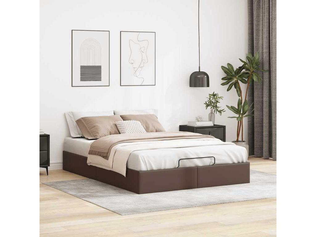 Brown Faux Leather Mattress, 140 x 190 cm