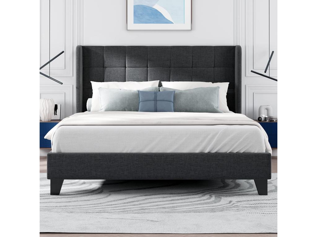 Gray Fabric Bed, 140 x 200 cm