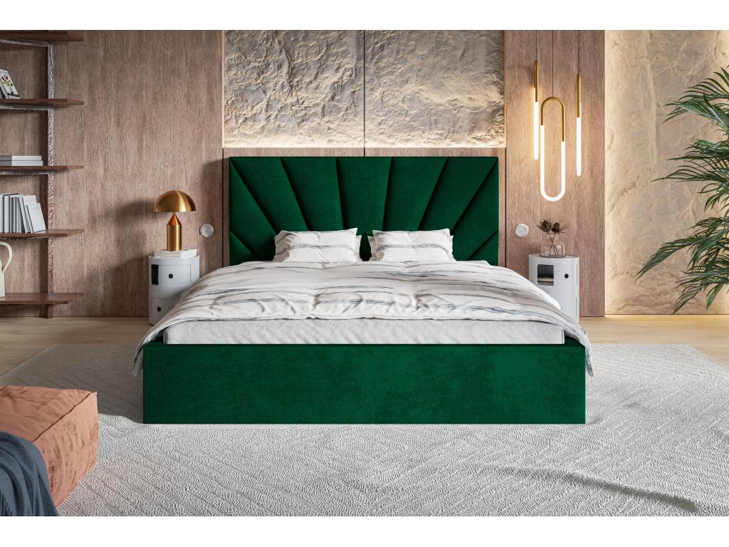 Green Velvet Bed, 160 x 200 cm
