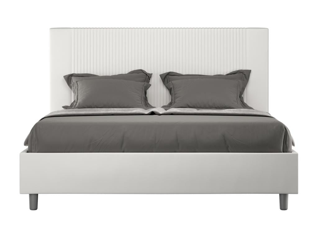 White Leather Bed, 160 x 200 cm