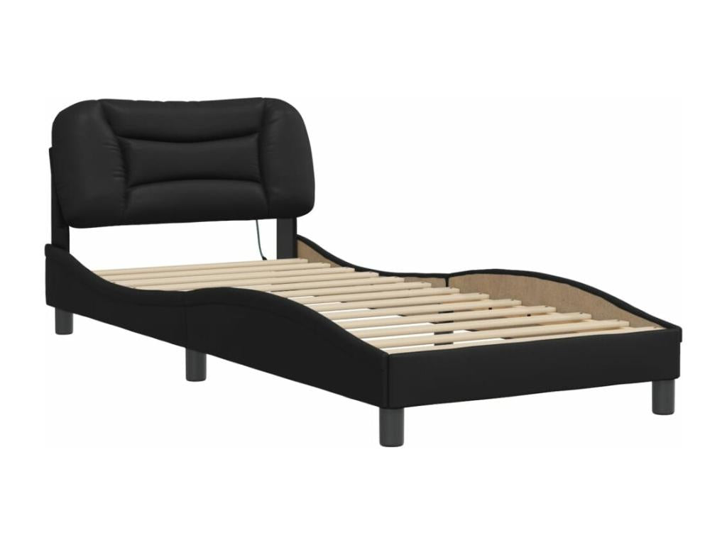 Black Faux Leather Bed Frame, 80 x 200 cm