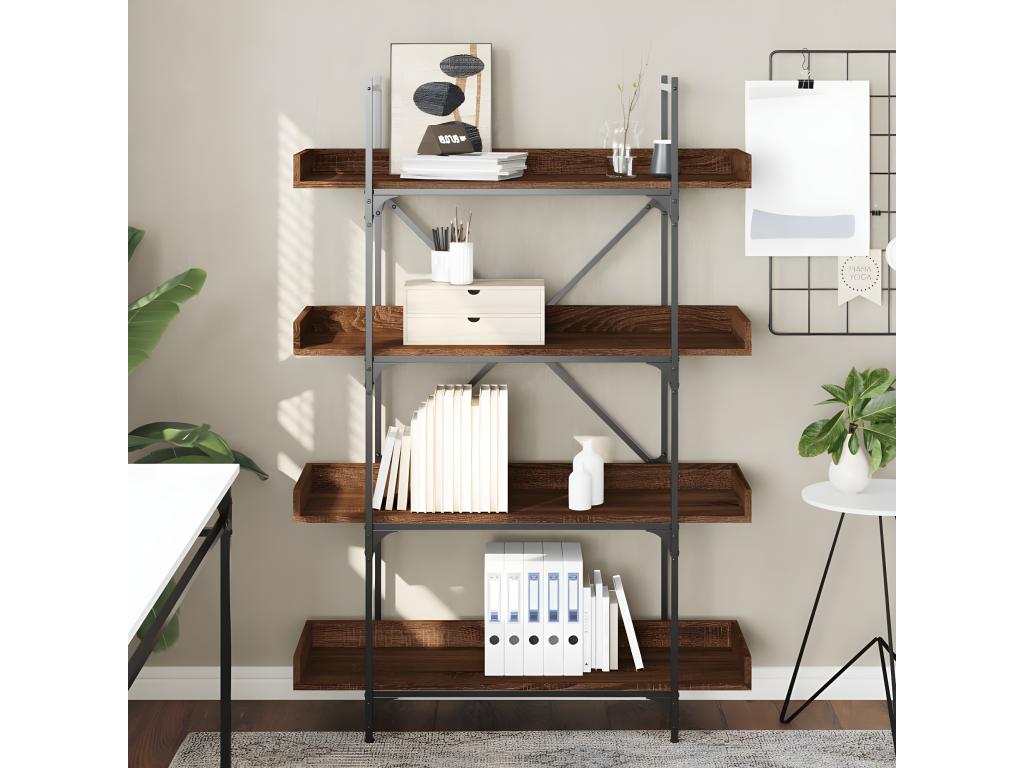 Brown Oak Wood Bookcase, 100 x 33 x 145.5 cm