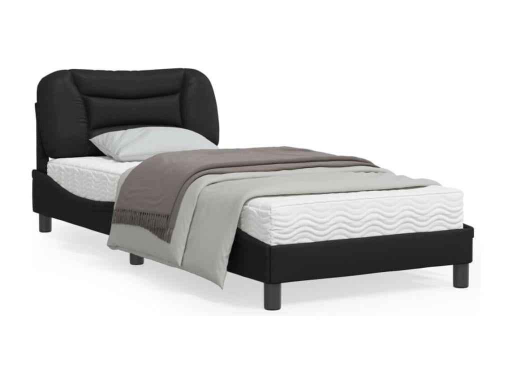 Black Faux Leather Bed Frame, 80 x 200 cm