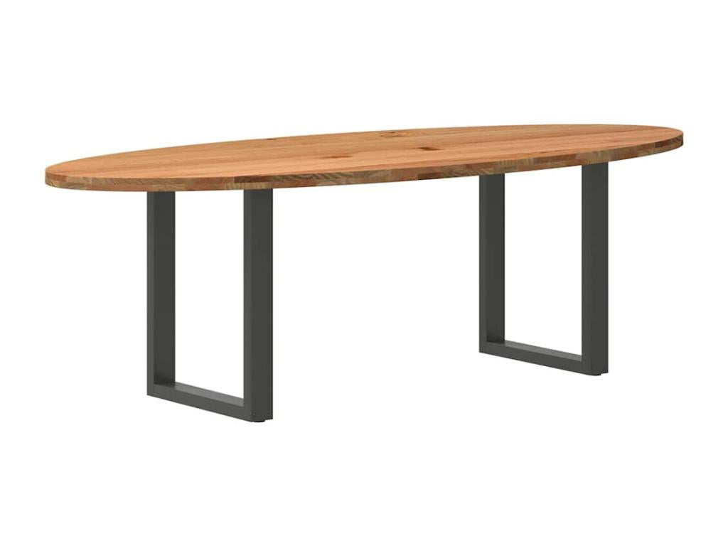 Brown Oak Wood Dining Table - dlz1766570302153