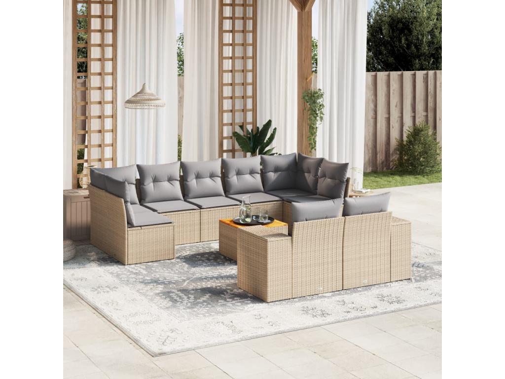 Beige Woven Resin Wicker Outdoor Furniture Set - dlz1766570602336