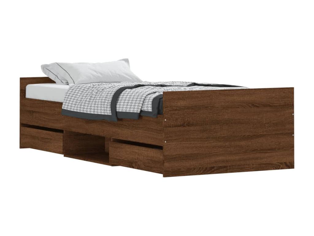 Brown Oak Wood Bed Frame, 90 x 190 cm - dlz1766570564558