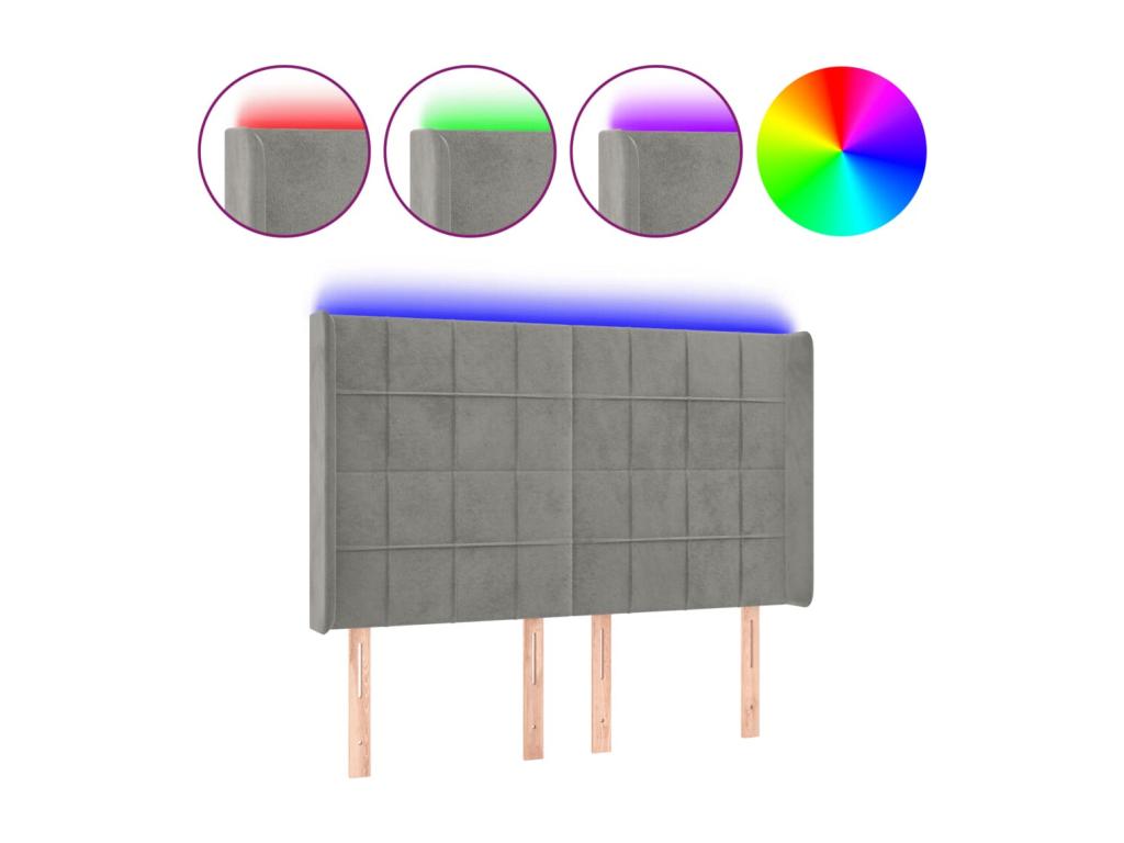 Gray Velvet Bed, 147 x 16 x 118 cm