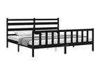 Black Solid Wood Bed Frame, 200 x 200 cm