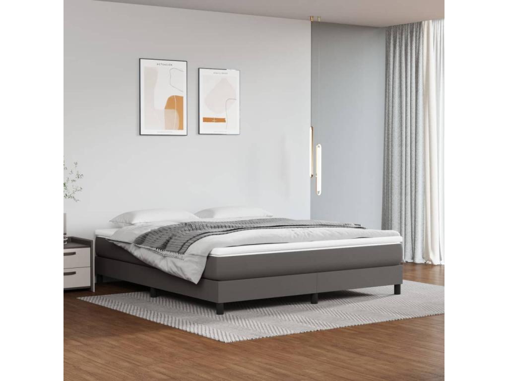 Gray Faux Leather Bed, 160 x 200 cm