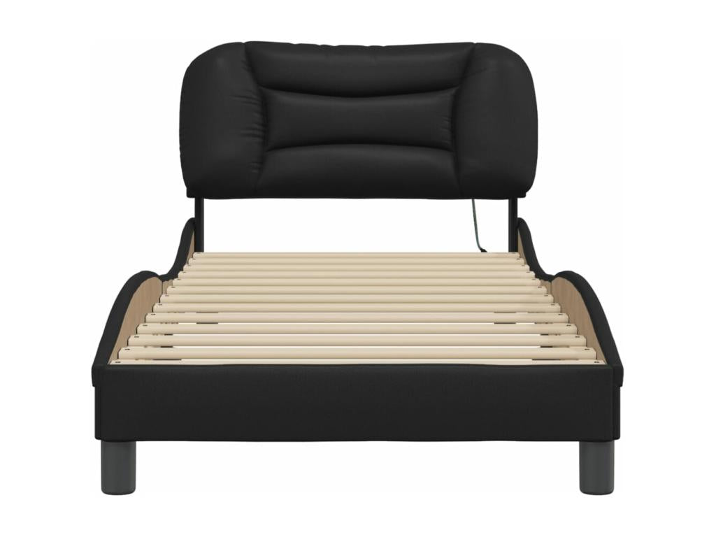 Black Faux Leather Bed Frame, 80 x 200 cm