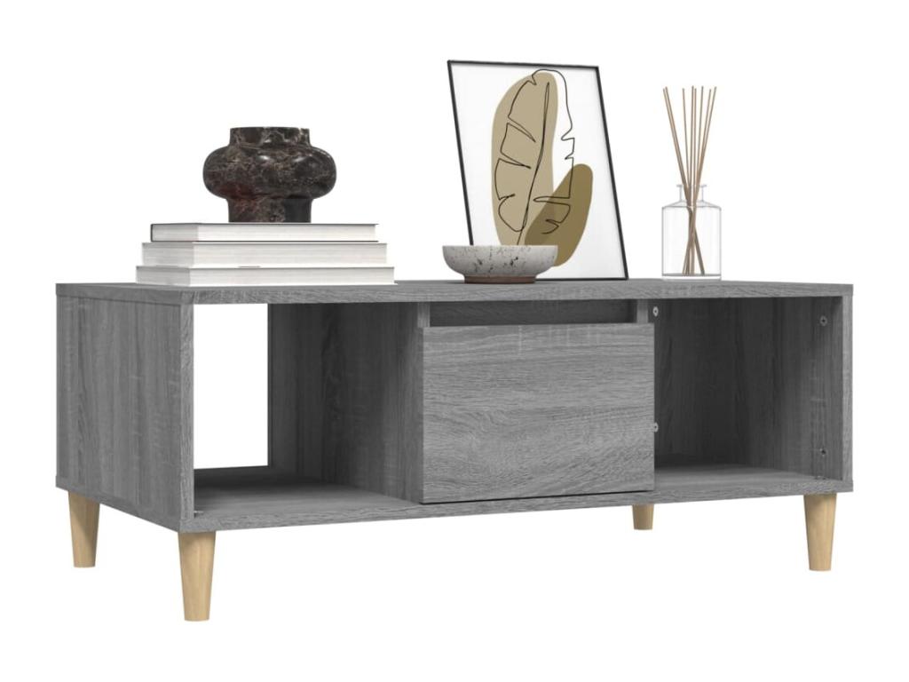 Gray Engineered Wood Coffee Table, 90 x 50 x 36.5 cm