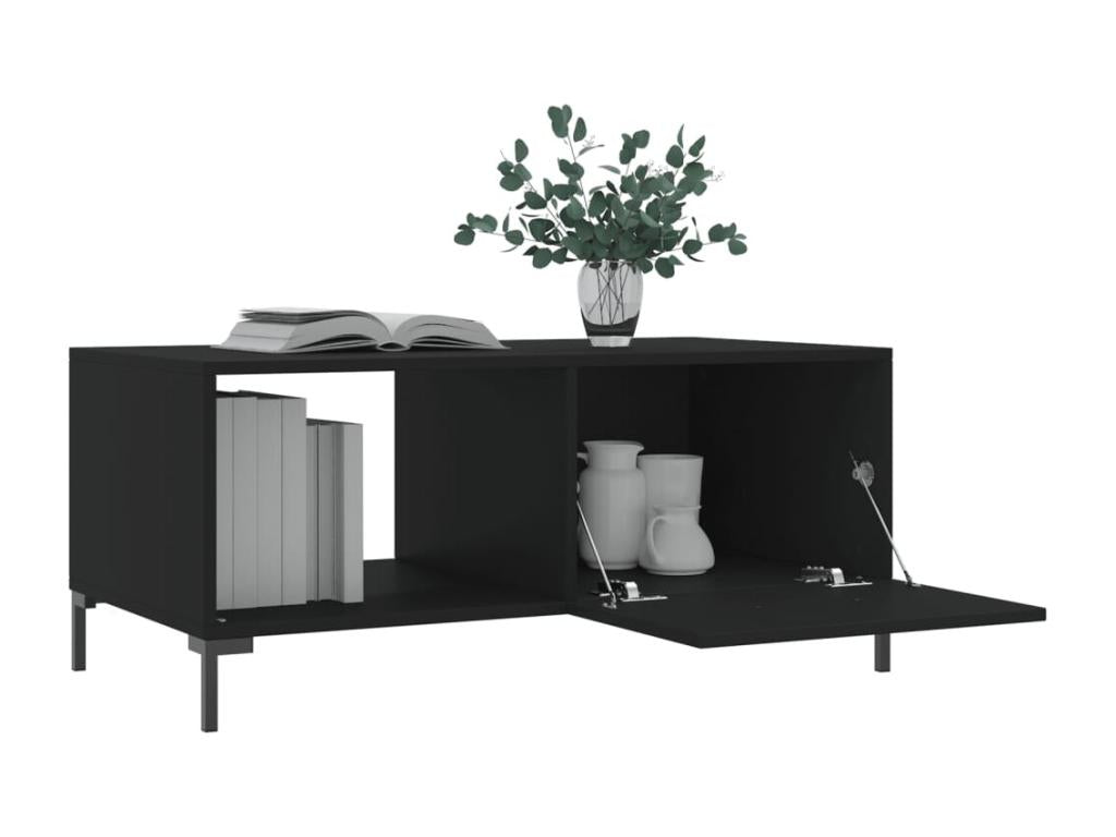 Black Engineered Wood Coffee Table, 90 x 50 x 40 cm