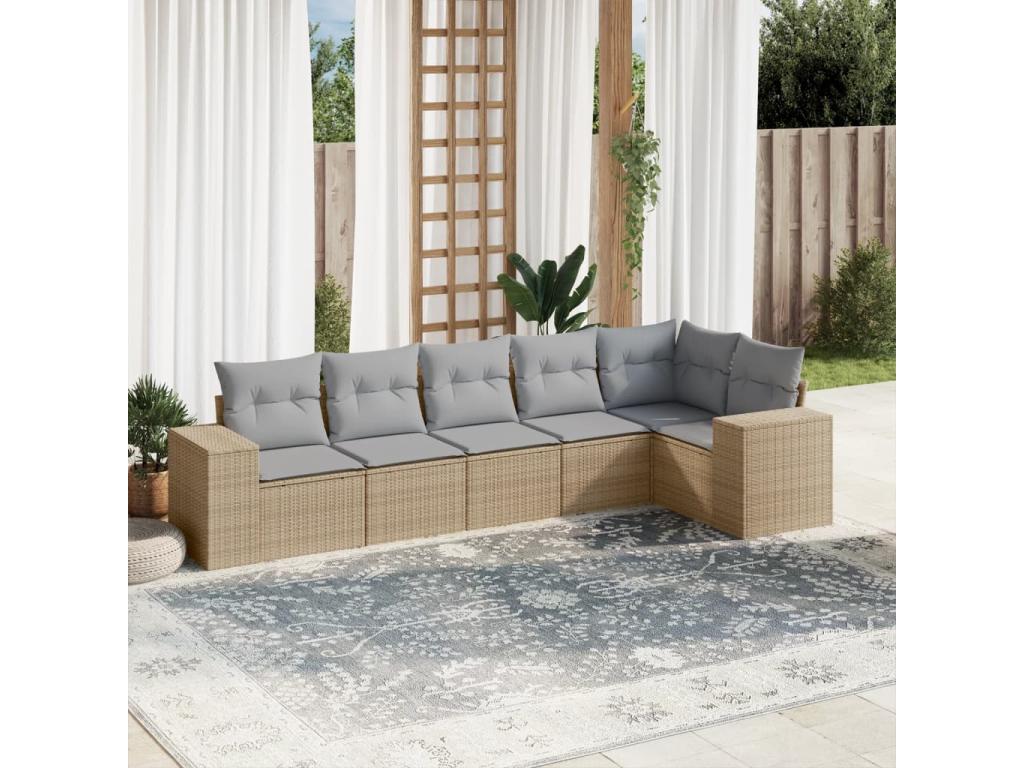 Beige Woven Resin Wicker Outdoor Furniture Set