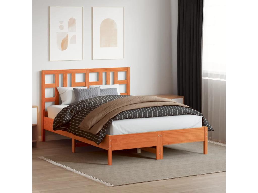 Brown Pine Wood Bed