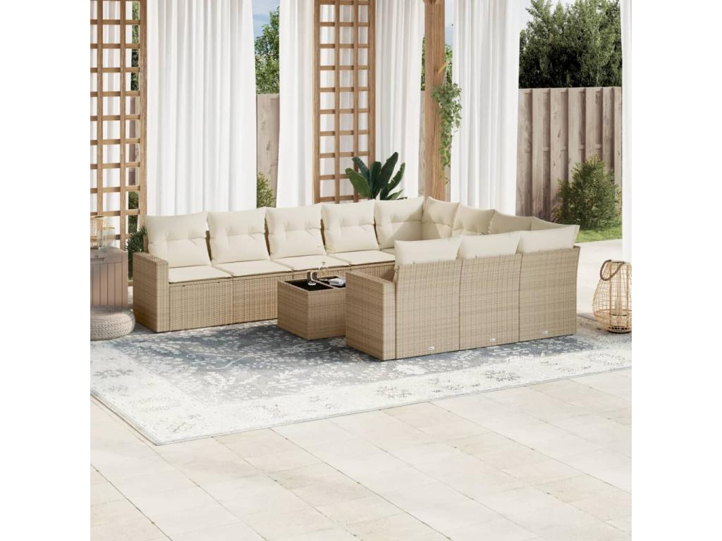 Beige Woven Resin Wicker Outdoor Furniture Set - dlz1766570496681